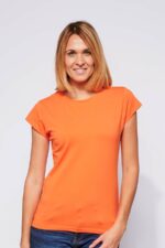 Tee-shirt ajusté Femme made in France en coton bio orange - Fil Rouge
