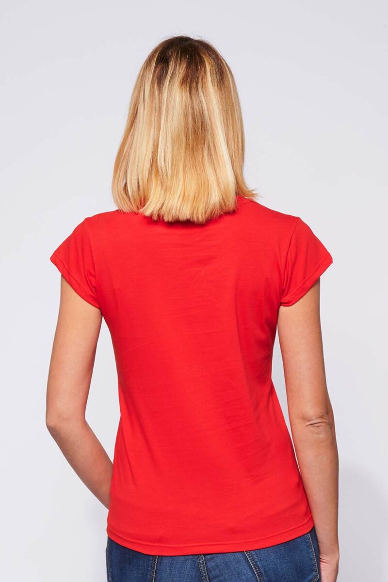 Tee-shirt made in France en coton bio LAURE rouge femme de dos - FIL ROUGE
