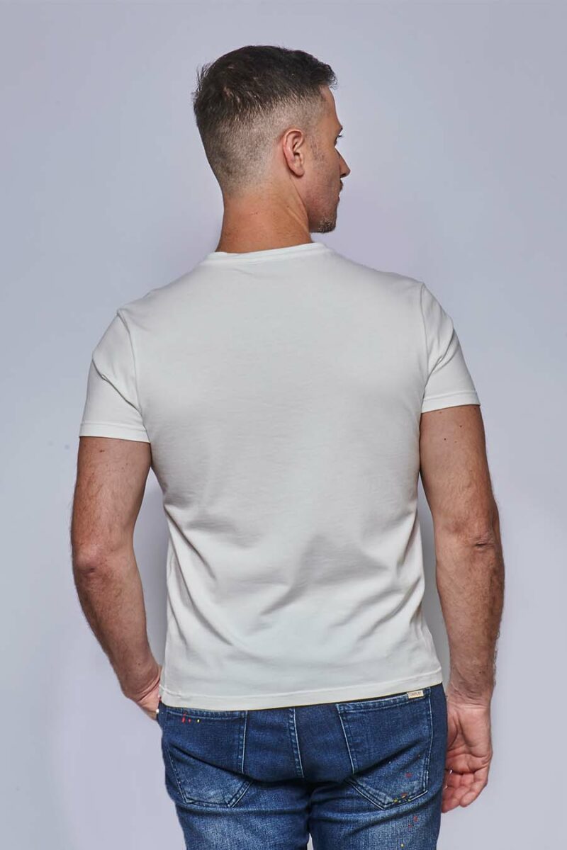 T-shirt Homme made in France col en V blanc - FIL ROUGE