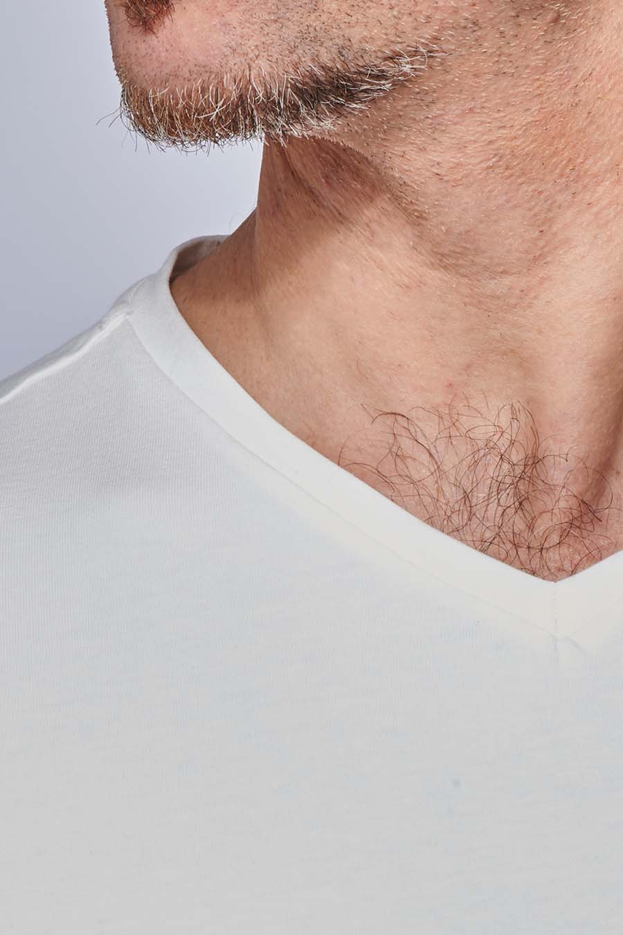 T-shirt Homme made in France col en V blanc - FIL ROUGE
