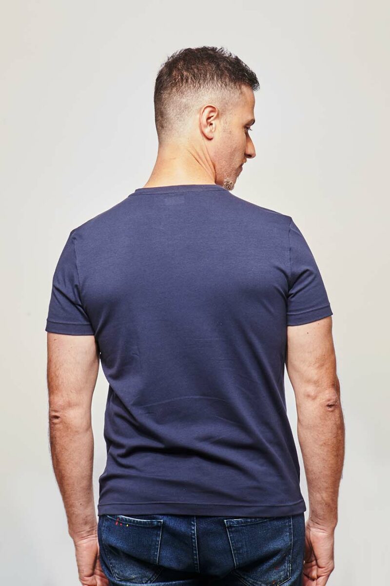 Tee-shirt homme made in France col en V marine - FIL ROUGE