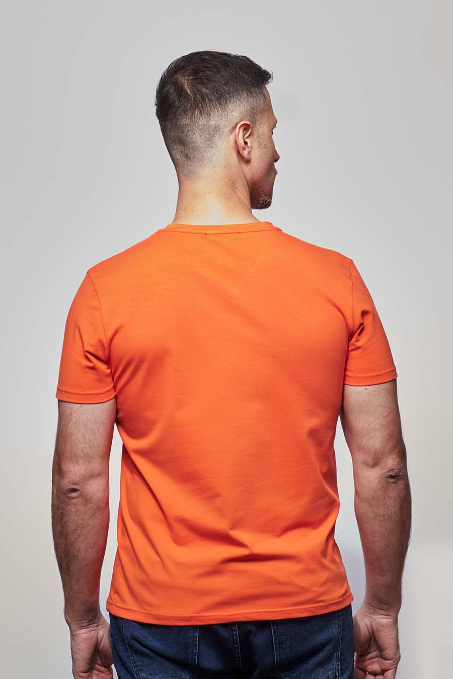 T-shirt homme made in France col en V orange - FIL ROUGE