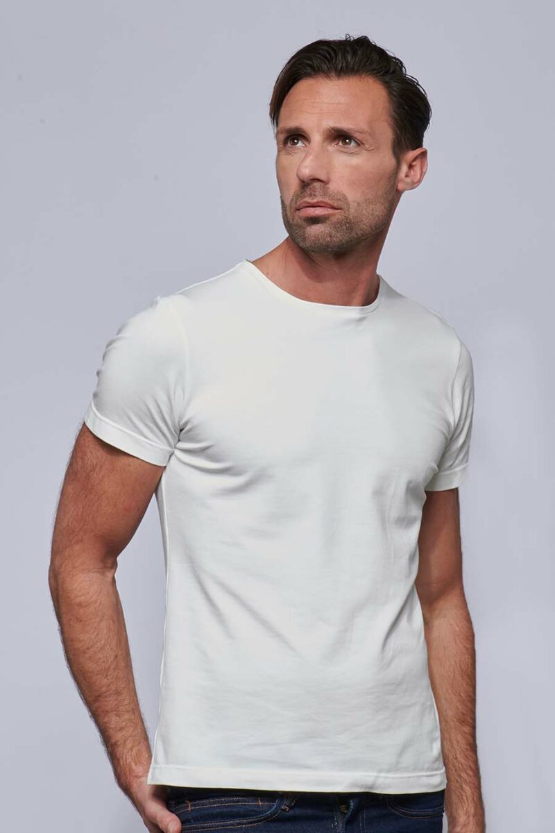 Tee-shirt ajusté Homme made in France en coton bio blanc - Fil Rouge