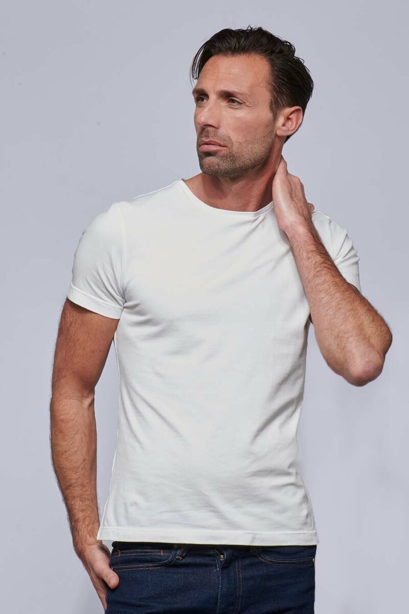 Teeshirt homme ajusté made in France en coton bio blanc - Fil Rouge