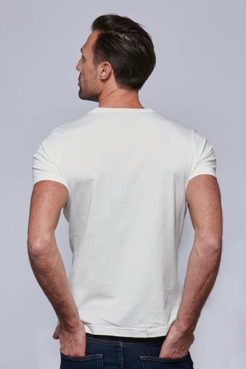 T-shirt ajusté Homme made in France en coton bio blanc - Fil Rouge
