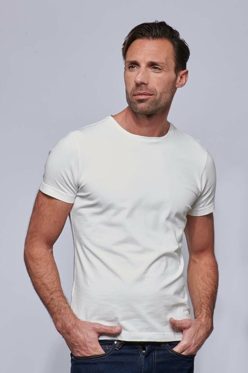 Tshirt ajusté homme made in France en coton bio blanc - Fil Rouge