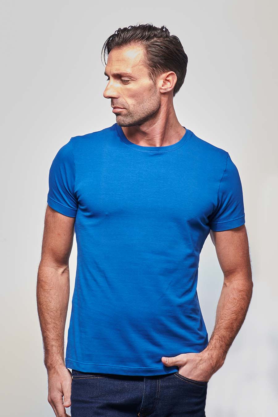 Tee-shirt ajusté Homme made in France en coton bio bleu roi - Fil Rouge