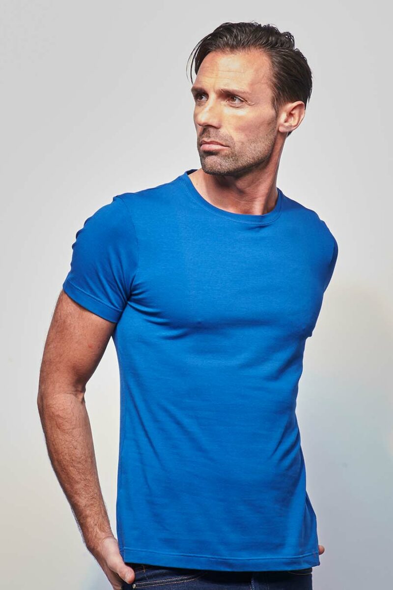 Teeshirt homme ajusté made in France en coton bio bleu roi - Fil Rouge