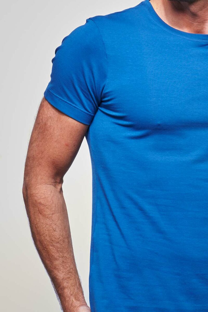 T-shirt ajusté Homme made in France en coton bio bleu roi - Fil Rouge