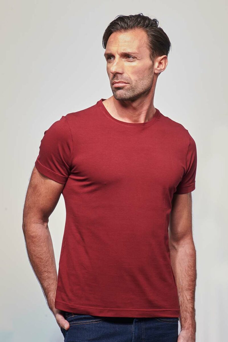 Teeshirt ajusté homme made in France en coton bio bordeaux - Fil Rouge