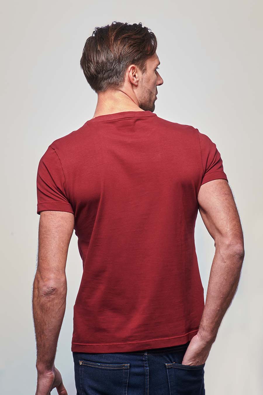 Tee-shirt ajusté homme made in France en coton bio bordeaux - Fil Rouge