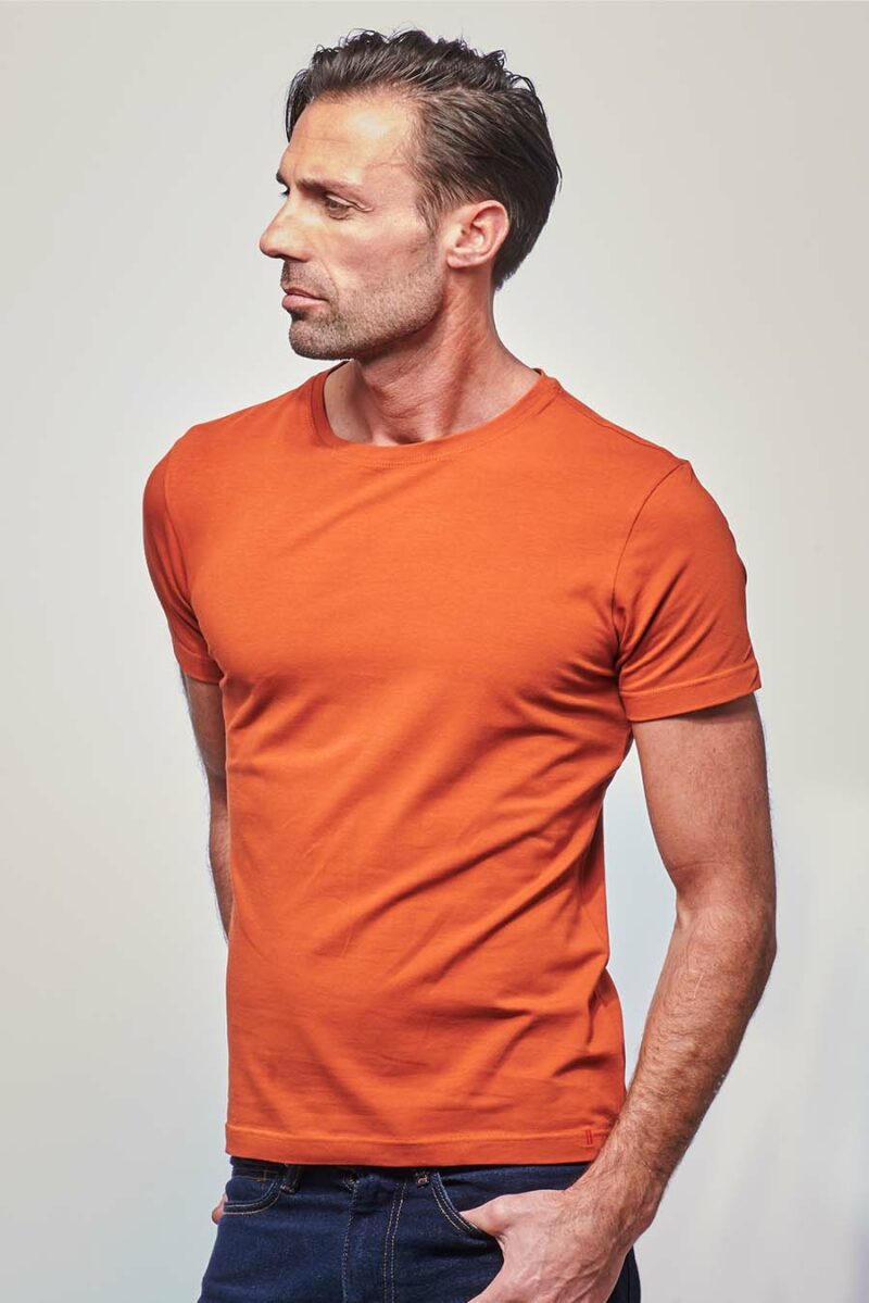 Tee-shirt ajusté Homme made in France en coton bio brique - Fil Rouge