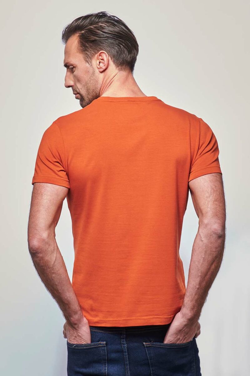T-shirt ajusté Homme made in France en coton bio brique - Fil Rouge