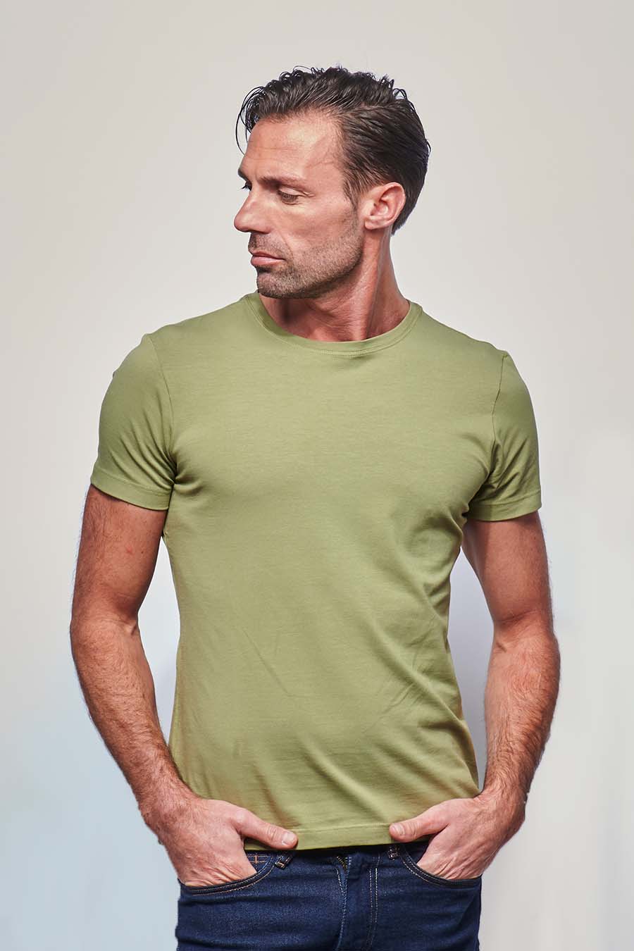 Tee-shirt ajusté Homme made in France en coton bio kaki - Fil Rouge