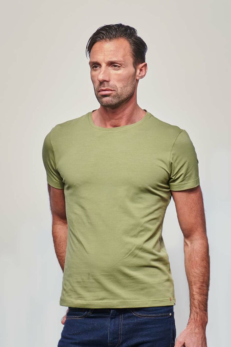 Teeshirt homme ajusté made in France en coton bio kaki - Fil Rouge