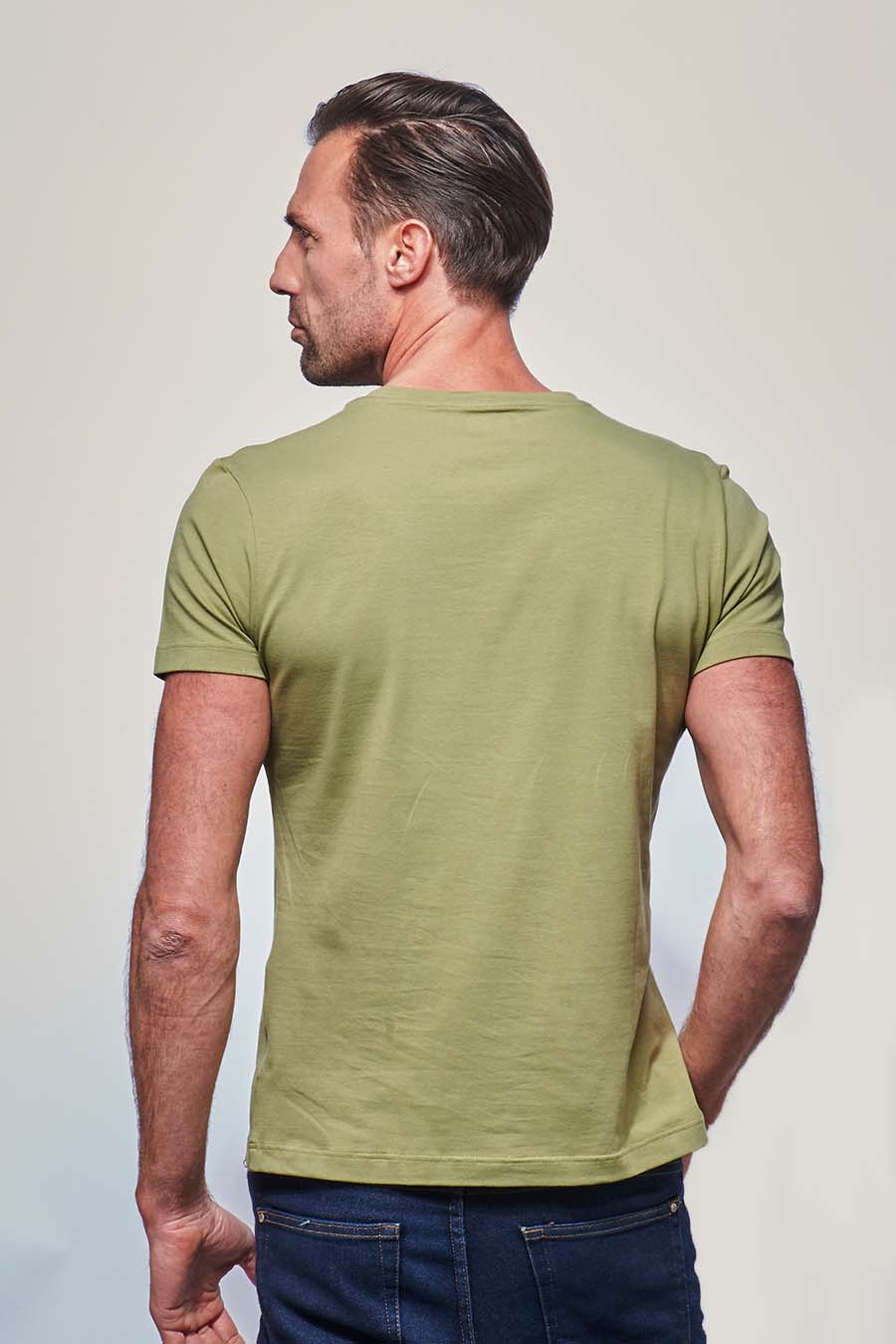 T-shirt ajusté Homme made in France en coton bio kaki - Fil Rouge