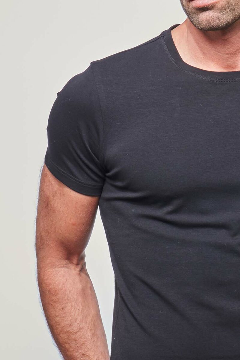 Tee-shirt ajusté Homme made in France en coton bio noir - Fil Rouge