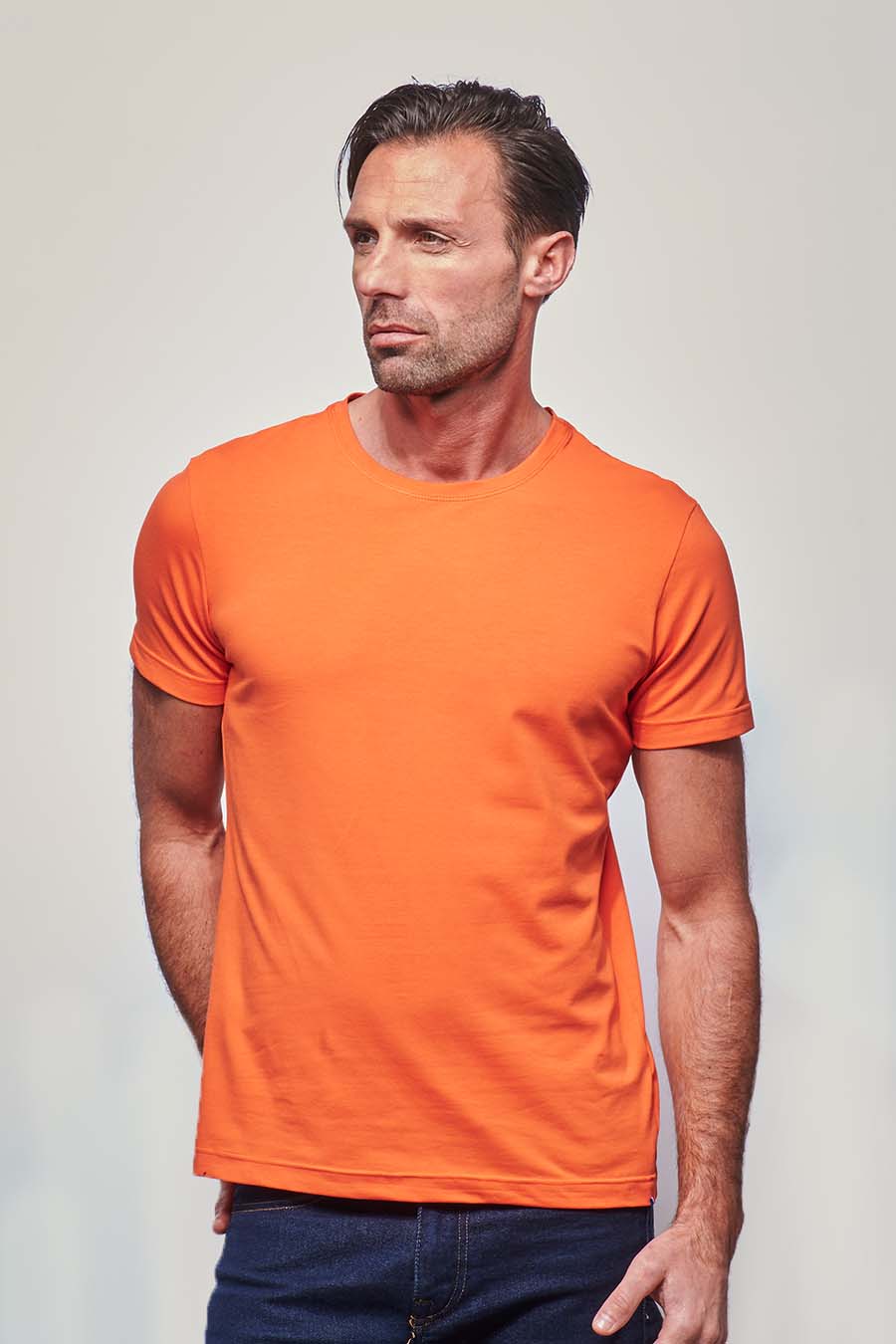 Tee-shirt ajusté Homme made in France en coton bio orange - Fil Rouge