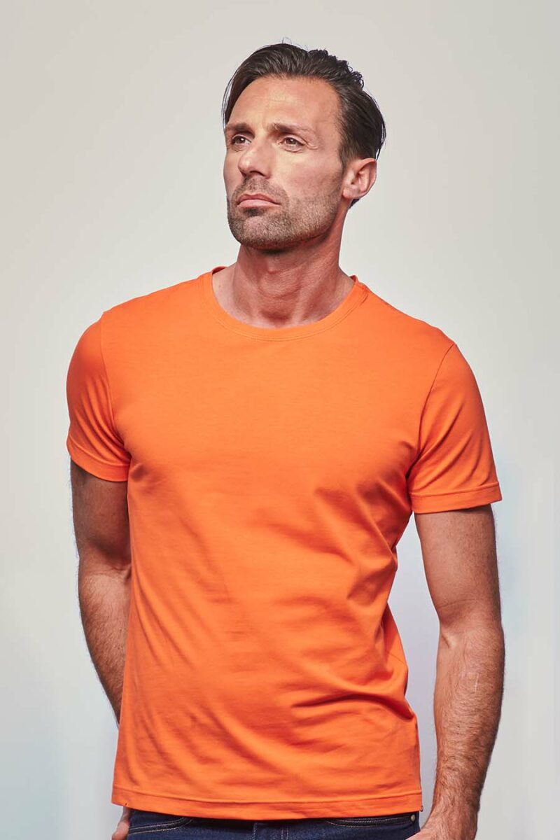 Teeshirt homme ajusté made in France en coton bio orange - Fil Rouge