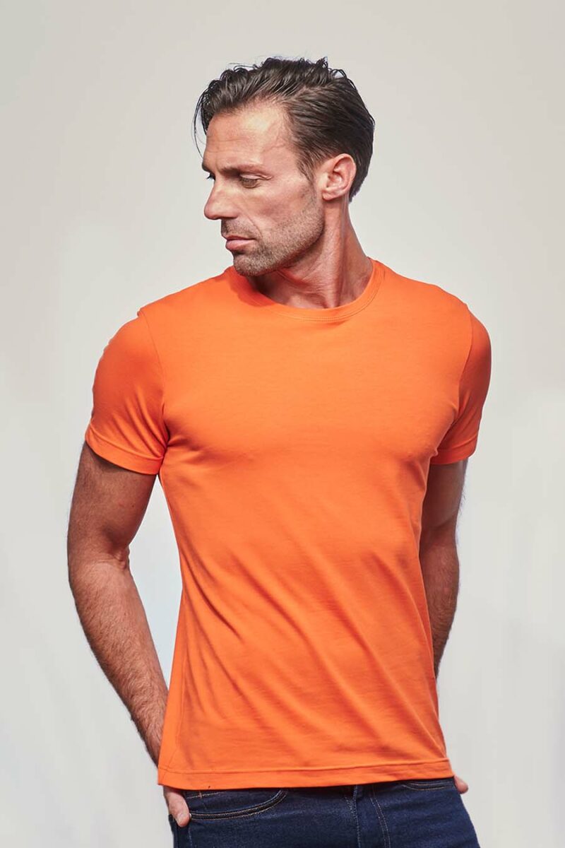 T-shirt ajusté Homme made in France en coton bio orange - Fil Rouge