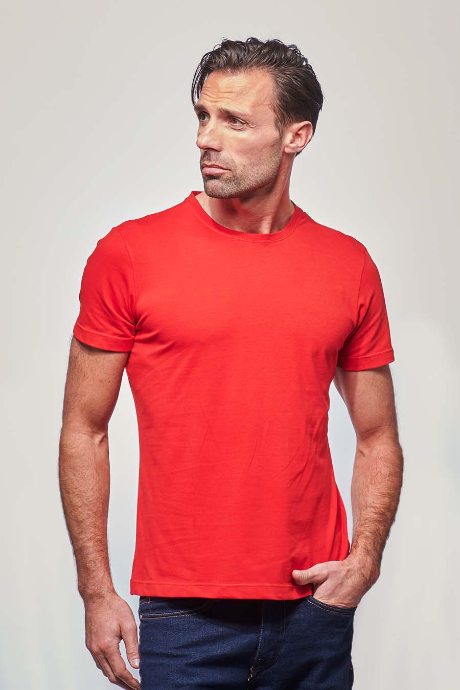 Tee-shirt ajusté Homme made in France en coton bio rouge - Fil Rouge