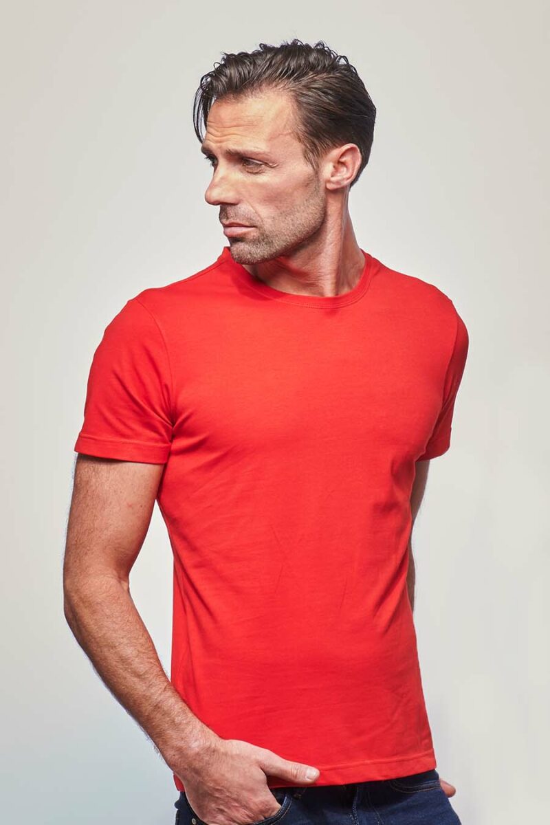 Teeshirt homme ajusté made in France en coton bio rouge - Fil Rouge