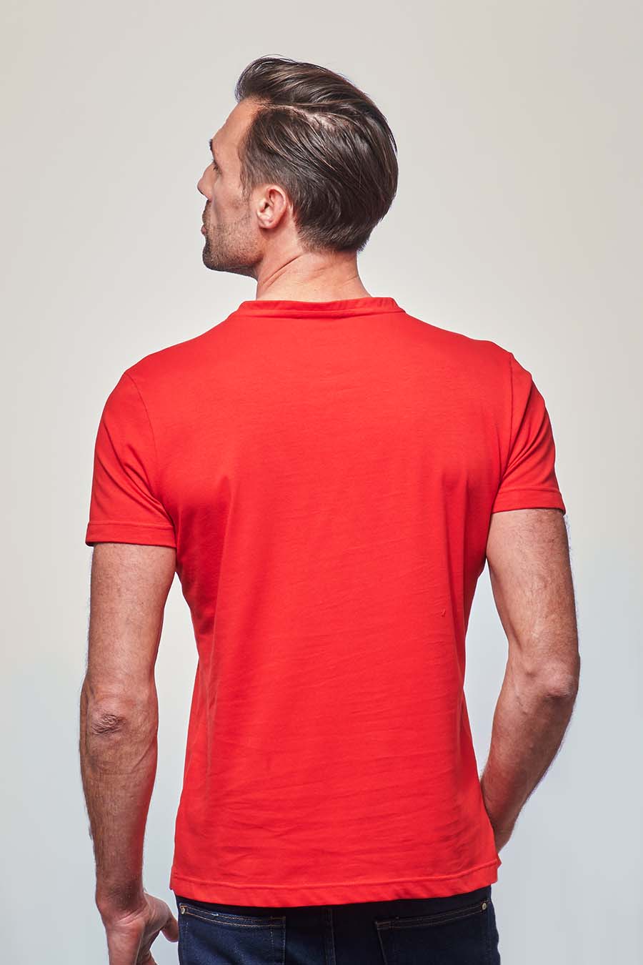 T-shirt ajusté homme made in France en coton bio rouge - Fil Rouge