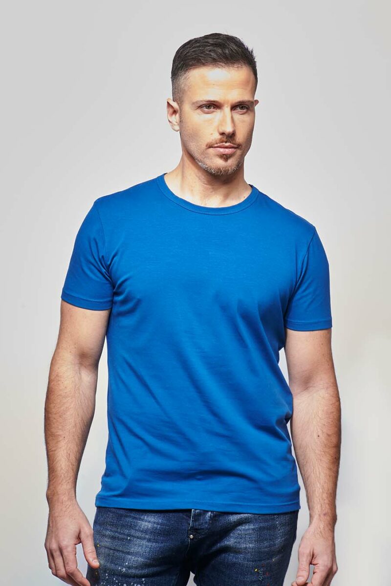 Tee-shirt ajusté Homme made in France en coton bio bleu roi - Fil Rouge