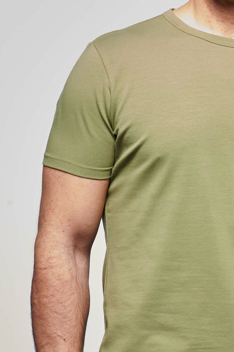 T-shirt ajusté Homme made in France en coton bio kaki - Fil Rouge