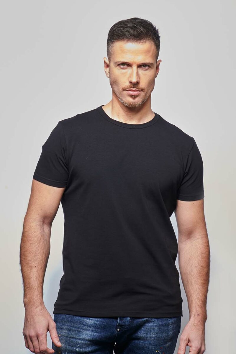 Tee-shirt ajusté Homme made in France en coton bio noir - Fil Rouge
