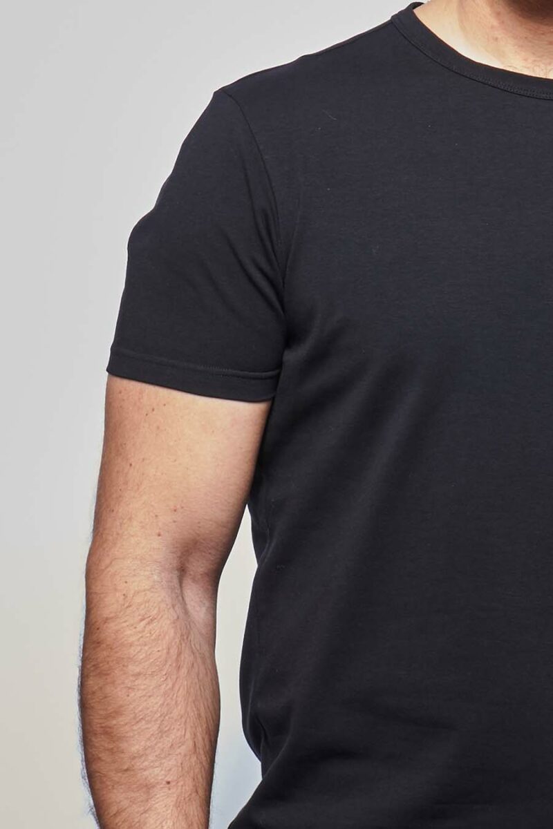 T-shirt ajusté Homme made in France en coton bio noir - Fil Rouge
