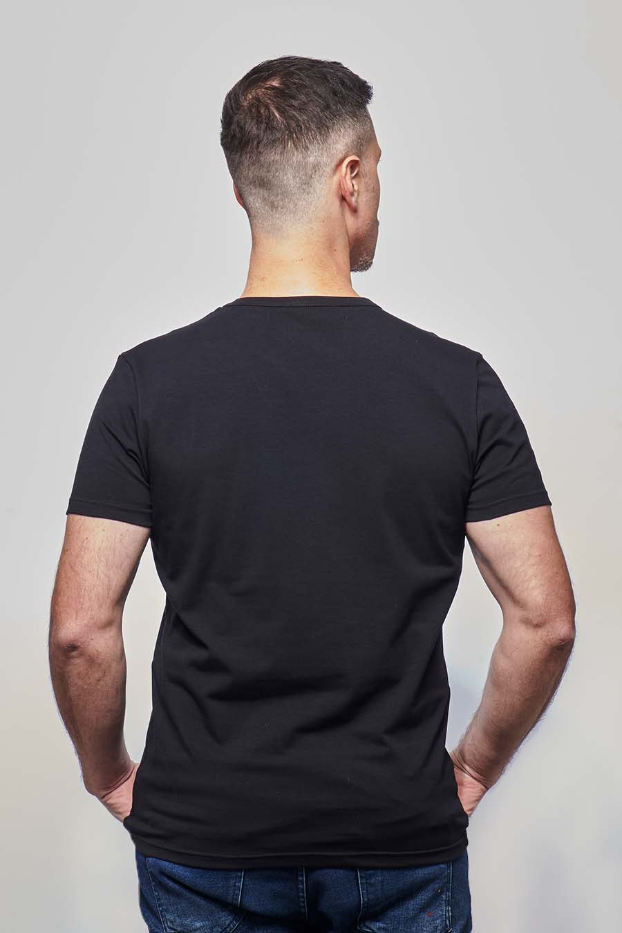 Tee-shirt homme ajusté made in France en coton bio noir - Fil Rouge