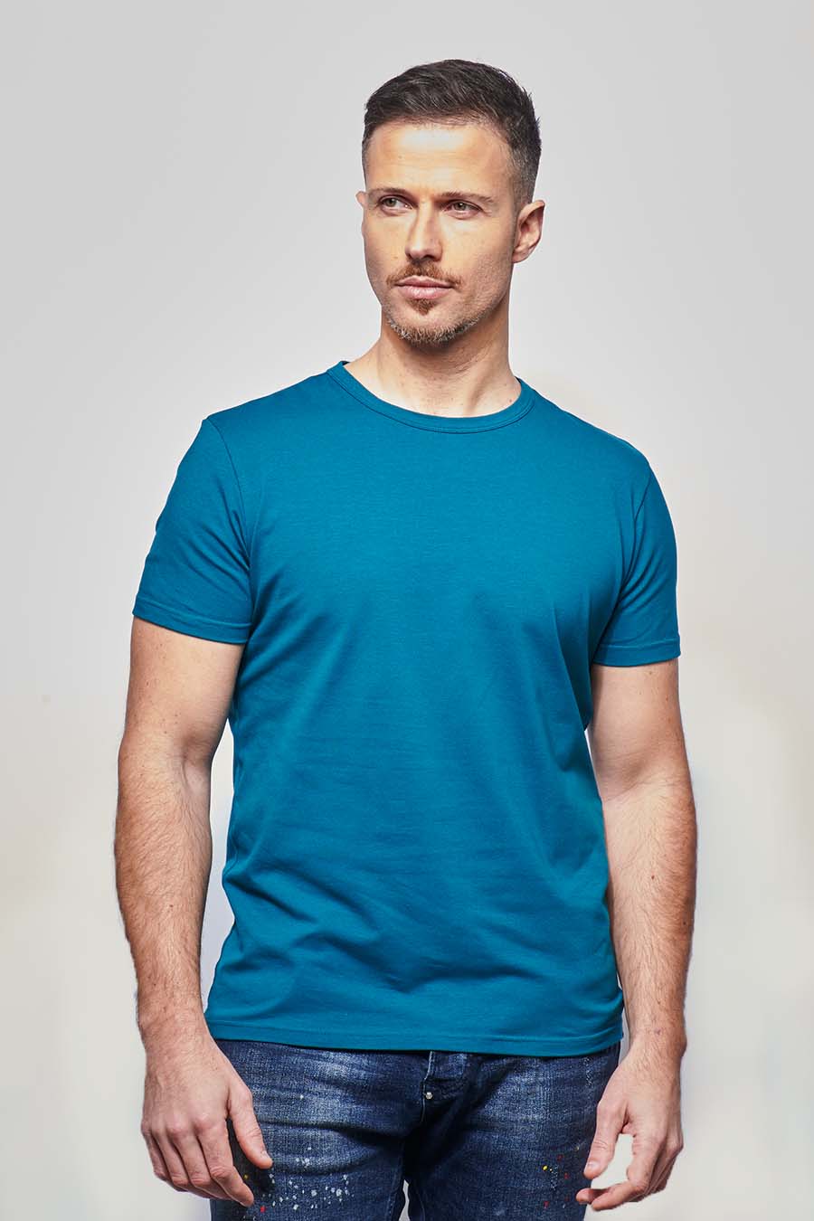 Tee-shirt ajusté Homme made in France en coton bio pétrole - Fil Rouge
