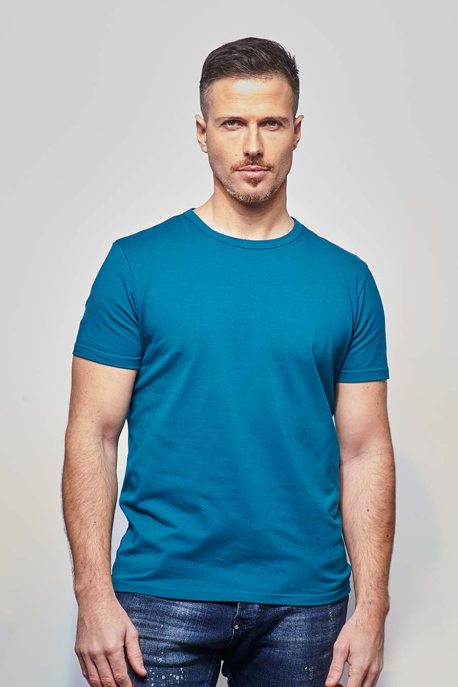 Tee-shirt homme ajusté made in France en coton bio pétrole - Fil Rouge