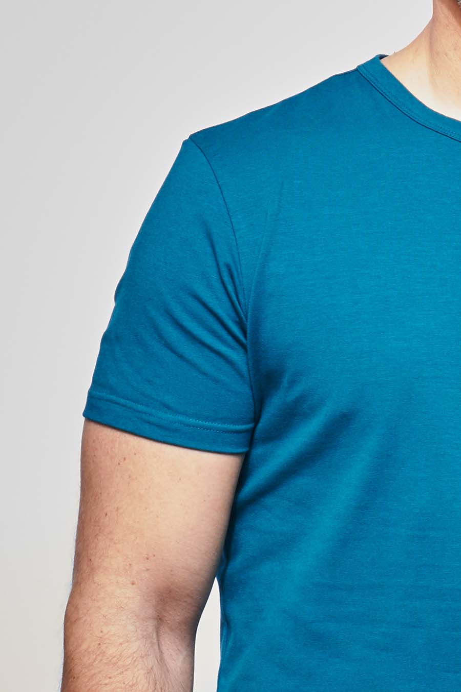 T-shirt ajusté Homme made in France en coton bio pétrole - Fil Rouge