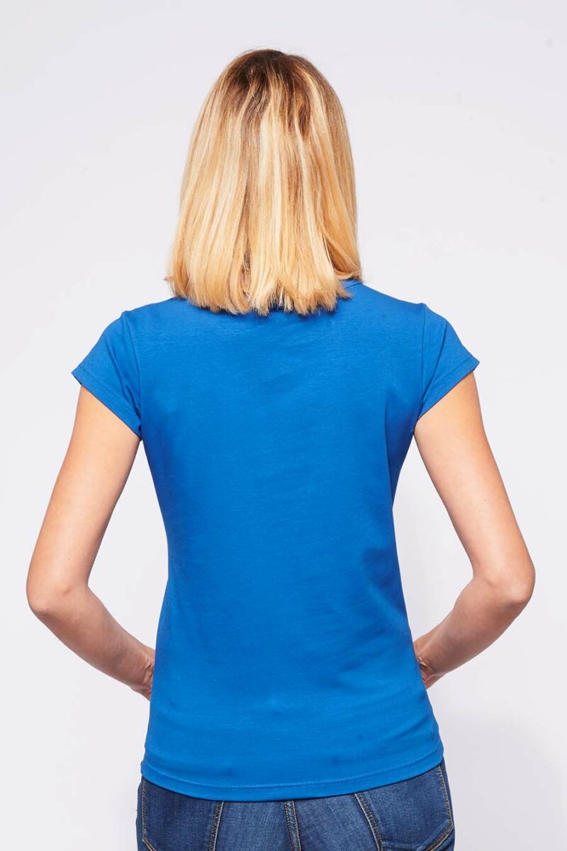 Tee-shirt made in France en coton bio LOUISON bleu roi femme de dos - FIL ROUGE