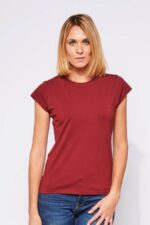 Tee-shirt Femme made in France en coton bio LOUISON bordeaux - FIL ROUGE