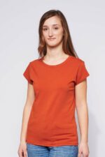 Tee-shirt ajusté Femme made in France en coton bio brique - Fil Rouge