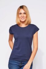 Tee-shirt ajusté Femme made in France en coton bio marine - Fil Rouge