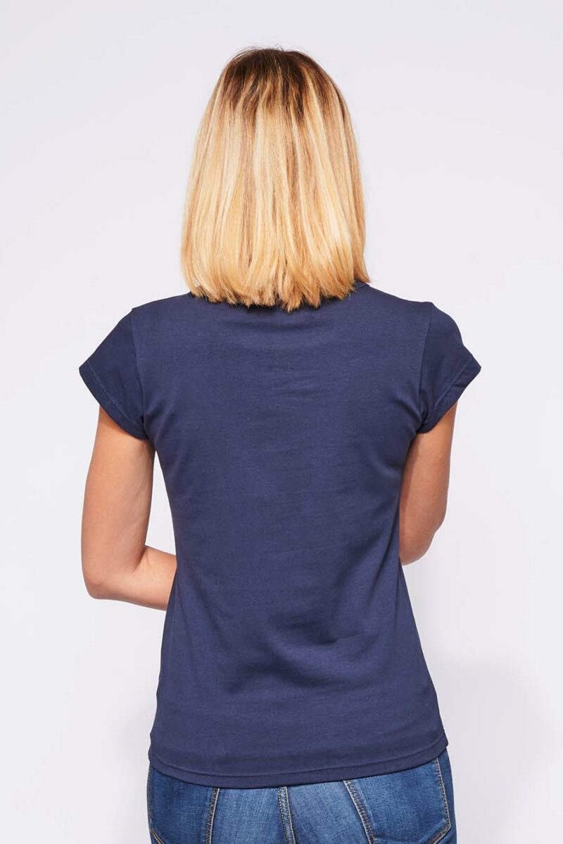 Tee-shirt made in France en coton bio LOUISON marine femme de dos - FIL ROUGE