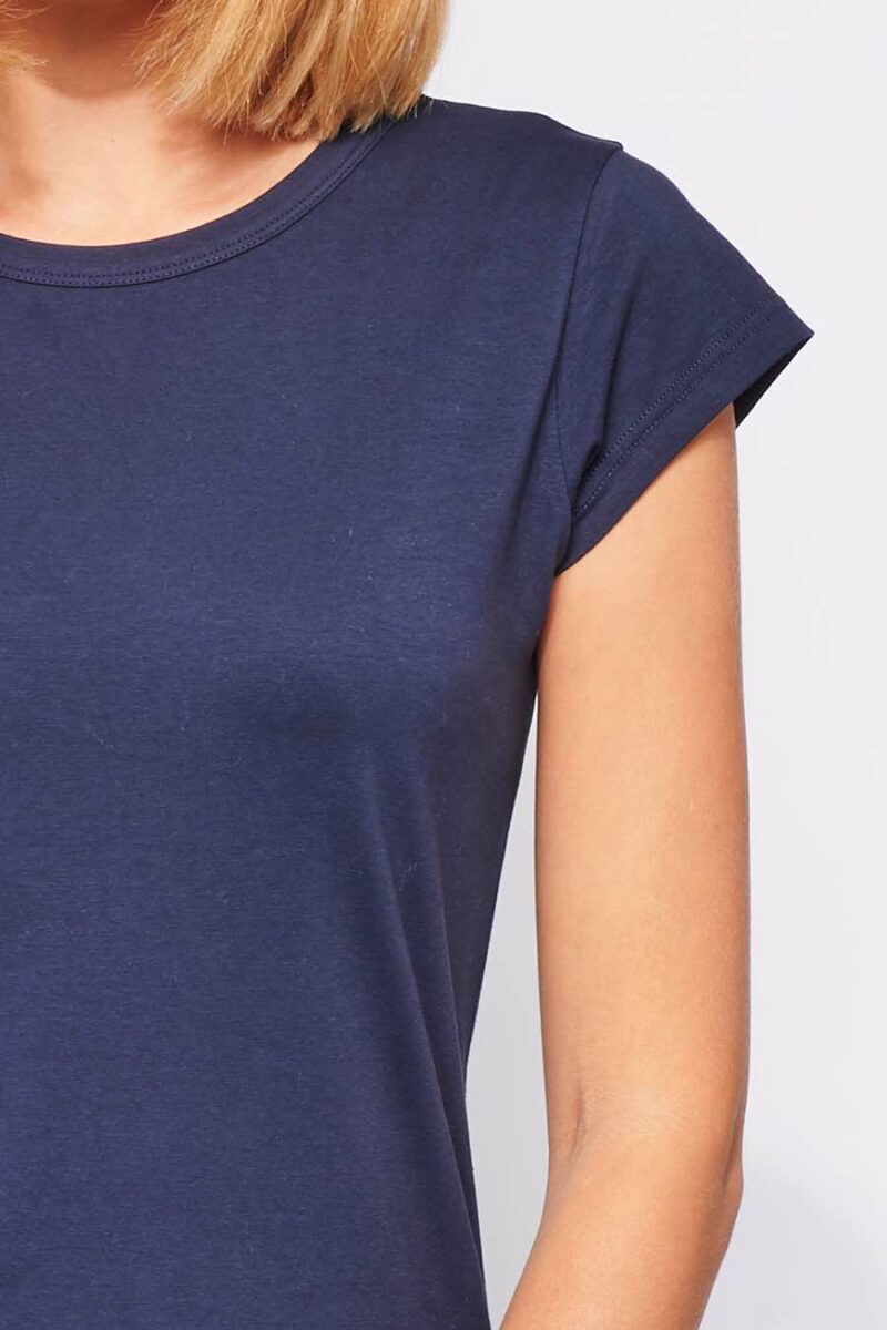 zoom tee-shirt Femme made in France en coton bio LOUISON marine - FIL ROUGE