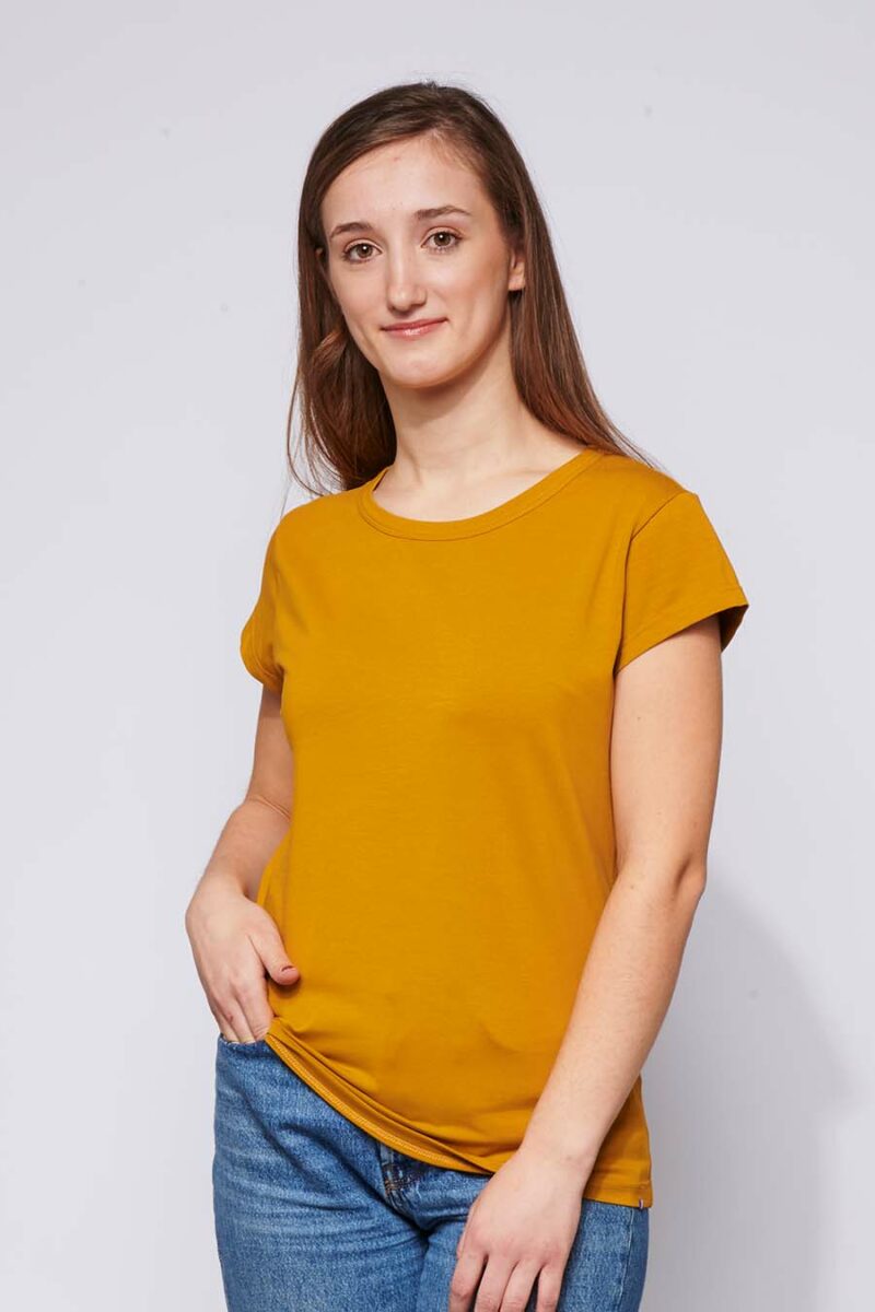 Tee-shirt Femme made in France en coton bio LOUISON moutarde - FIL ROUGE