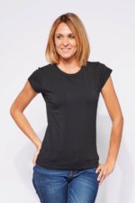 Tee-shirt ajusté Femme made in France en coton bio noir - Fil Rouge