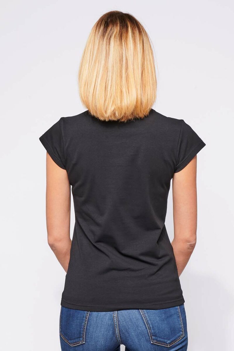 Tee-shirt made in France en coton bio LOUISON noir femme de dos - FIL ROUGE