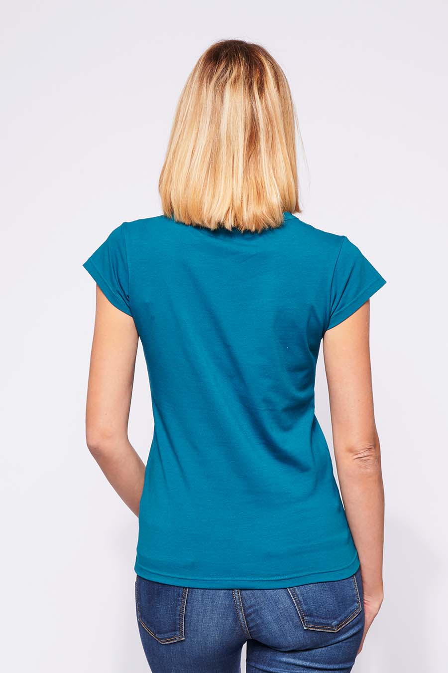 Tee-shirt made in France en coton bio LOUISON pétrole femme de dos - FIL ROUGE