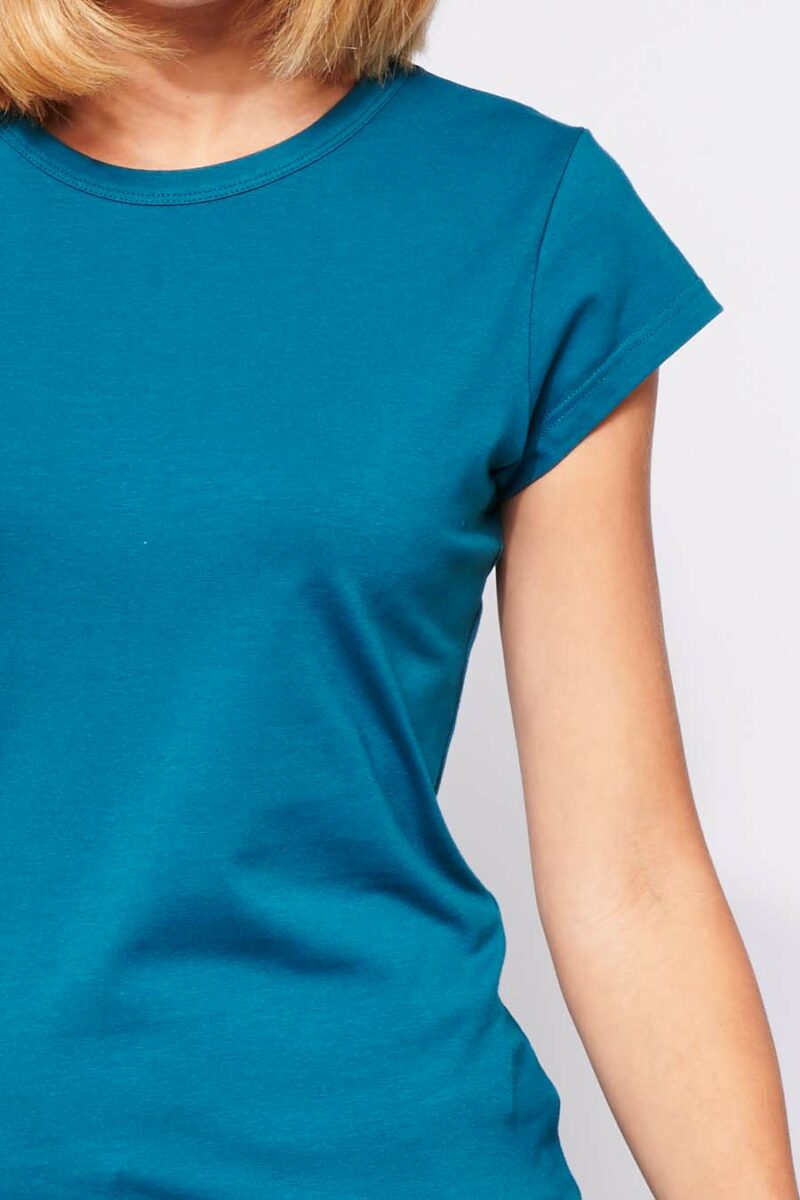 zoom tee-shirt Femme made in France en coton bio LOUISON pétrole - FIL ROUGE