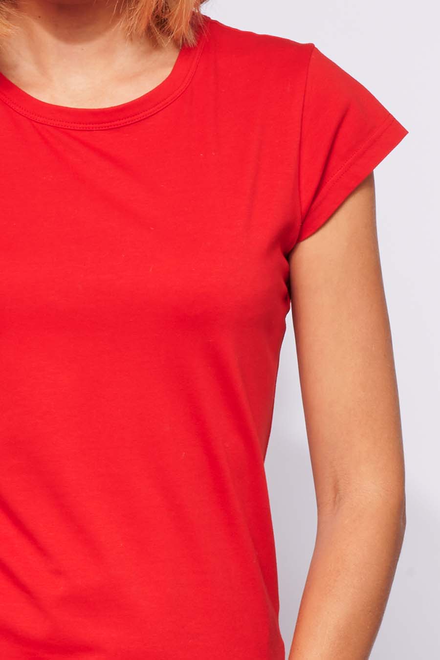 zoom tee-shirt Femme made in France en coton bio LOUISON rouge - FIL ROUGE