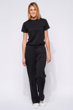 Jogging mixte made in France décontrac' en molleton fin CAMILLE noir - Fil Rouge