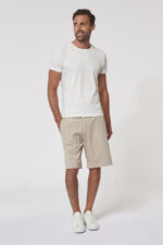 Short mixte made in France décontracté en molleton gratté MAE beige - Fil Rouge