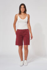 Short mixte made in France décontracté en molleton gratté MAE bordeaux - Fil Rouge